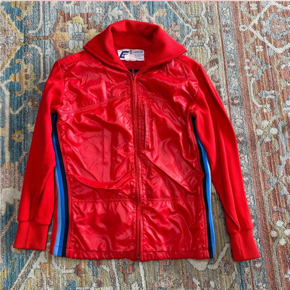 Vintage Gordini Red Track Jacket with Blue Stripes